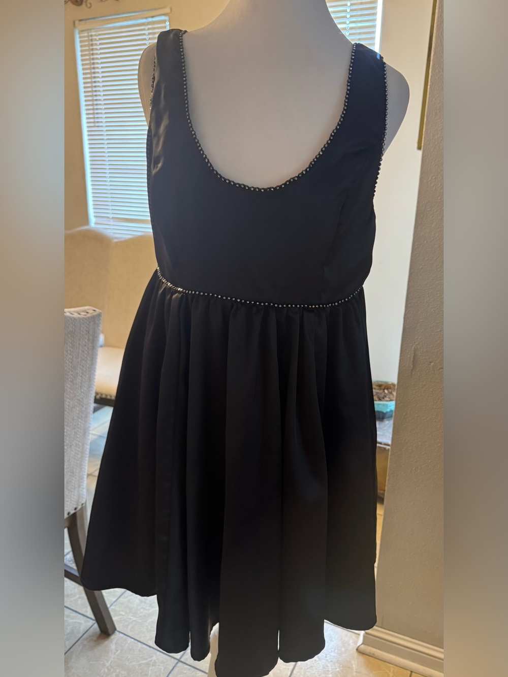 Mustard Seed black rhinestone trimmed hoco party dress